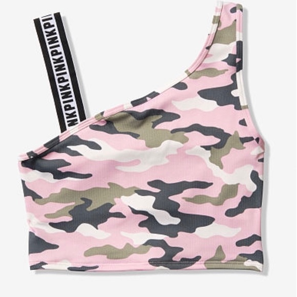 VS Pink Ultimate Logo Strap Camo Sports Crop Too - Picture 4 of 5